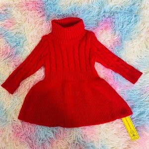 Red Knit Sweater baby girl warm dress 6-9 months